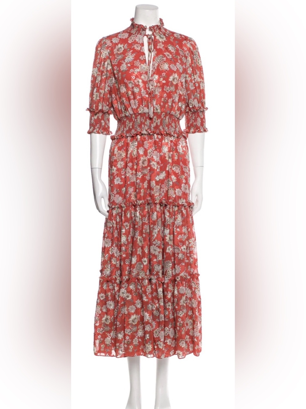 Alexis Coral Floral Tiered Maxi Dress